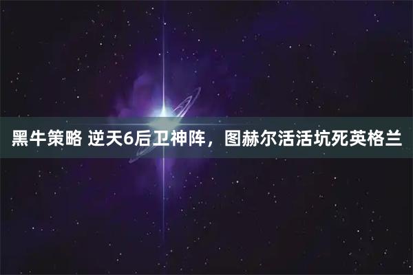 黑牛策略 逆天6后卫神阵，图赫尔活活坑死英格兰